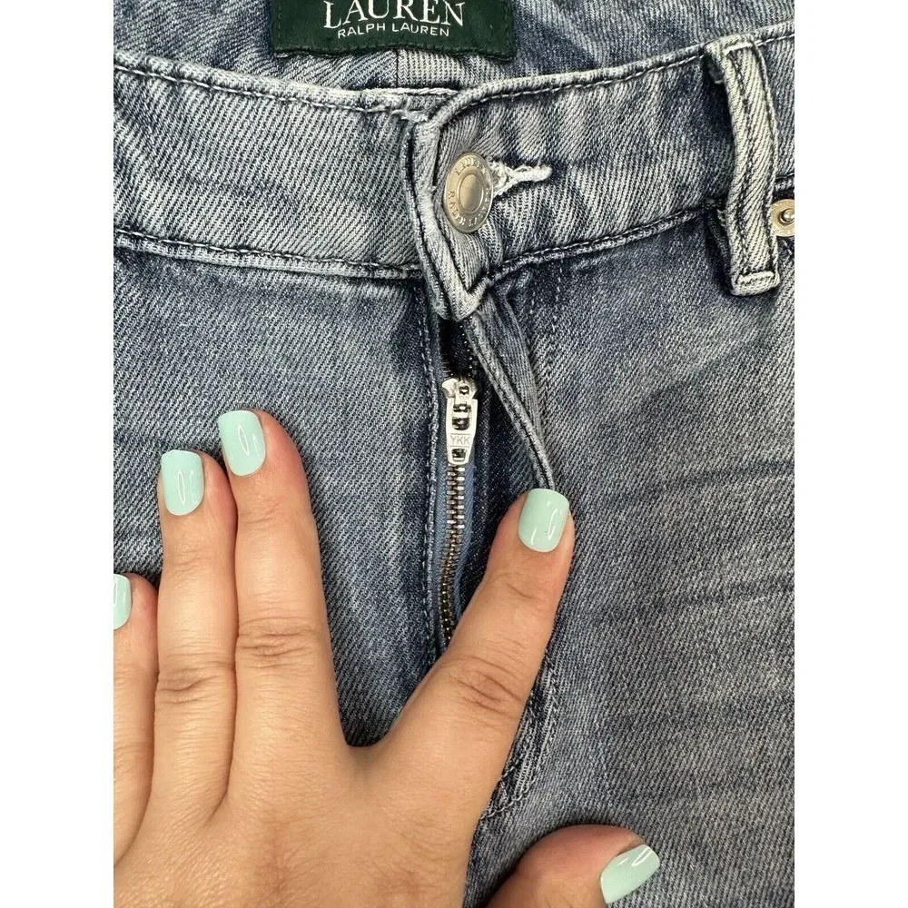 Lauren Ralph Lauren Jeans Women's 6 Patchwork Relaxed‎ Tapered Denim Estate Blue